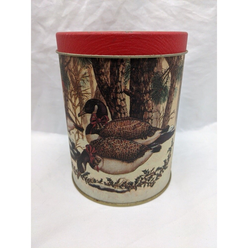 Vintage Winter Holiday Goose Tin 4" X 6"